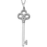 آویز طلای سفید با نگین الماس تراش برلیان طرح کلید: مدل pdb2281