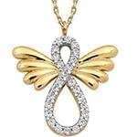 آویز طلای زرد با نگین الماس تراش برلیان طرح بینهایت: مدل pdb2284