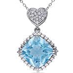 آویز طلای سفید با نگین الماس تراش برلیان و توپاز طرح قلب: مدل npdf13157