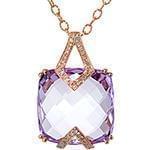 آویز طلای رزگلد با نگین الماس تراش برلیان و آمتیس: مدل npdf13158