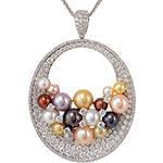 آویز طلای سفید با نگین الماس تراش برلیان و مروارید رنگی: مدل npdf13166