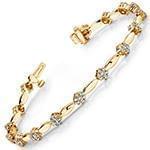 دستبند الماس تراش برلیان با طلای زرد طرح فلاور مدل: bgd2064 