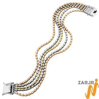 مدل دستبند الماس تراش برلیان با طلای سفید, زرد و رزگلد