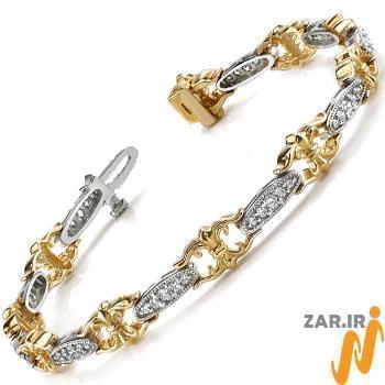 مدل دستبند الماس تراش برلیان با طلای سفید و زرد