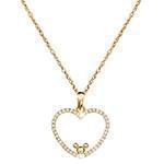 پلاک کودکانه طلای زرد با نگین الماس تراش برلیان طرح قلب و میکی موس مدل: pgb2187 