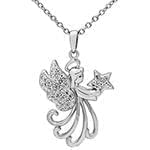 پلاک کودکانه طلای سفید با نگین الماس تراش برلیان طرح آنجل مدل: pgb2188 