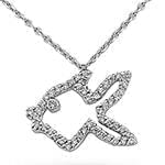 پلاک کودکانه طلای سفید با نگین الماس تراش برلیان طرح ماهی مدل: pgb2189 