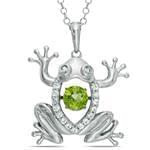 آویز کودکانه طلای سفید با نگین الماس تراش برلیان و زبرجد طرح قورباغه مدل: pgb2191 