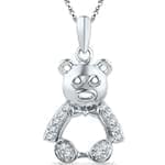 آویز کودکانه طلای سفید با نگین الماس تراش برلیان طرح خرسی مدل: pgb2193 