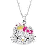 آویز طرح کیتی طلای سفید با نگین الماس تراش برلیان مدل: pgb2196 