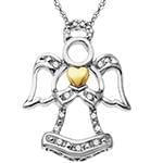 آویز طلای سفید و زرد با نگین الماس تراش برلیان طرح فرشته و قلب: مدل pdb2287 