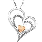 آویز قلب طلای سفید و رزگلد با نگین الماس تراش برلیان: مدل pdb2294 