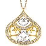 آویز قلب طلای سفید و زرد با نگین الماس تراش برلیان: مدل pdb2295 