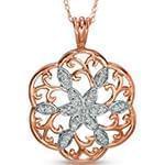 آویز طلای سفید و رزگلد با نگین الماس تراش برلیان: مدل pdb2297 