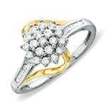 انگشتر نامزدی فلاور طلای سفید و زرد با نگین الماس تراش برلیان و پرنس مدل: eng2255