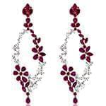 گوشواره جواهر یاقوت قرمز و الماس تراش برلیان و مارکیز با طلای سفید مدل: edf1500 