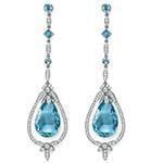 گوشواره جواهر توپاز و الماس تراش برلیان با طلای سفید مدل: edf1509 