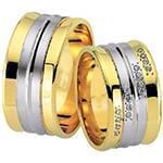 حلقه ازدواج ست طلای دو رنگ با نگین الماس تراش برلیان مدل: srd1589 