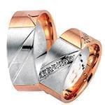 حلقه ازدواج ست طلای دو رنگ با نگین الماس تراش برلیان مدل: srd1590 