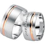 حلقه ازدواج ست طلای دو رنگ با نگین الماس تراش برلیان مدل: srd1592 