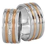 حلقه ازدواج ست طلای سفید و رزگلد با نگین الماس تراش برلیان مدل: srd1598 