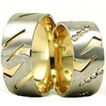 حلقه ازدواج ست طلای سفید و زرد با نگین الماس تراش برلیان مدل: srd1599 