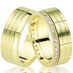 حلقه ازدواج ست طلای زرد با نگین الماس تراش برلیان مدل: srd1600 