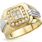 انگشتر طلا دو رنگ با نگین الماس تراش برلیان و پرنس مدل rgm1563 