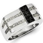 انگشتر طلا سفید با نگین الماس تراش برلیان و انیکس مدل rgm1568 