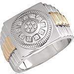 انگشتر رولکسی طلا زرد و سفید با نگین الماس تراش برلیان و پرنس مدل rgm1569 