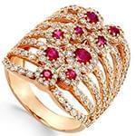 انگشتر زنانه طلای رزگلد با نگین یاقوت قرمز و الماس تراش برلیان :مدل rgf1633 