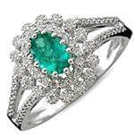 انگشتر زنانه طلای سفید با نگین زمرد و الماس تراش برلیان :مدل rgf1638 