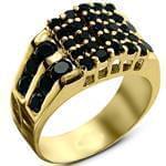 انگشتر طلا زرد 18 عیار با نگین الماس تراش برلیان مشکی مدل rgm1577 