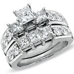 حلقه ازدواج و پشت حلقه ازدواج با نگین الماس تراش پرنس و برلیان مدل: RDF1129