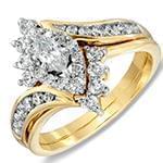 حلقه ازدواج و پشت حلقه ازدواج با نگین الماس تراش مارکیز و برلیان مدل: RDF1130