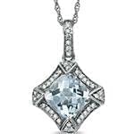 آویز طلای سفید با نگین الماس تراش برلیان و توپاز: مدل npdf13169