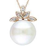 آویز طلای زرد با نگین الماس تراش برلیان و مروارید: مدل npdf13172