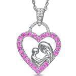 آویز قلب مادر و کودک طلای سفید با نگین تورمالین: مدل npdf13175