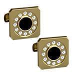 دکمه سردست طلای زرد با نگین الماس تراش برلیان و انیکس مدل: cdm1251