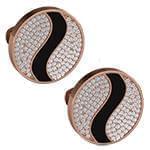 دکمه سردست طلای رزگلد با نگین الماس تراش برلیان و انیکس مدل: cdm1254