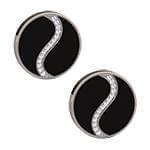 دکمه سردست طلای سفید با نگین الماس تراش برلیان و انیکس مدل: cdm1257