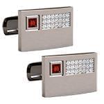 دکمه سردست طلای سفید با نگین الماس تراش برلیان و یاقوت قرمزمدل: cdm1259