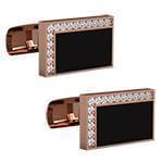 دکمه سردست طلای سفید با نگین الماس تراش برلیان و انیکس مدل: cdm1260