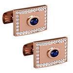 دکمه سردست طلای رزگلد با نگین الماس تراش برلیان و یاقوت کبود مدل: cdm1261