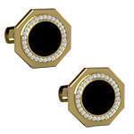 دکمه سردست طلای زرد با نگین الماس تراش برلیان و انیکس مدل: cdm1287