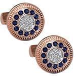 دکمه سردست طلای رزگلد با نگین الماس تراش برلیان و یاقوت کبود مدل: cdm1293