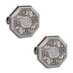 دکمه سردست طلای سفید با نگین الماس تراش برلیان طرح ورساچی مدل: cdm1294 