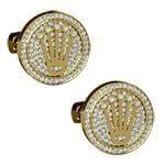 دکمه سردست طلای زرد با نگین الماس تراش برلیان طرح تاج و رولکس مدل: cdm1295