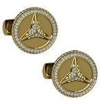 دکمه سردست طلای زرد با نگین الماس تراش برلیان طرح بنز مدل: cdm1296