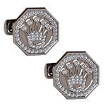 دکمه سردست طلای سفید با نگین الماس تراش برلیان طرح رولکس مدل: cdm1297